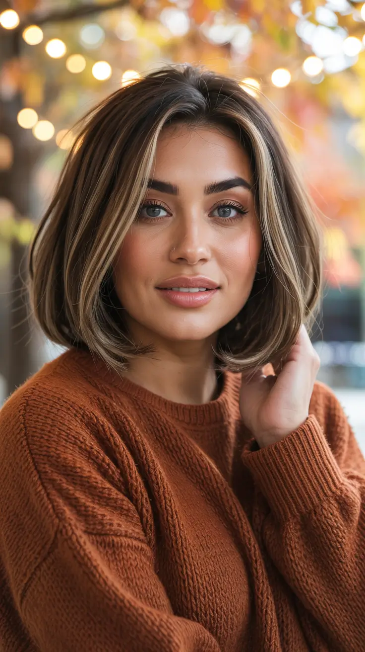 Haircuts for Plus Size Women 2026+Classic Bob with Face-Framing Highlights