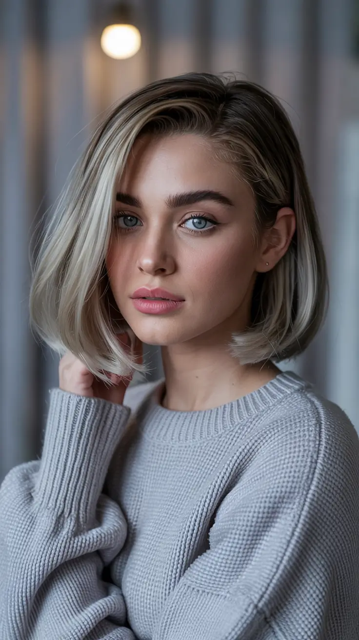 haircuts for thin fine hair 2026 Sleek Classic Bob with Ice-Blonde Precision