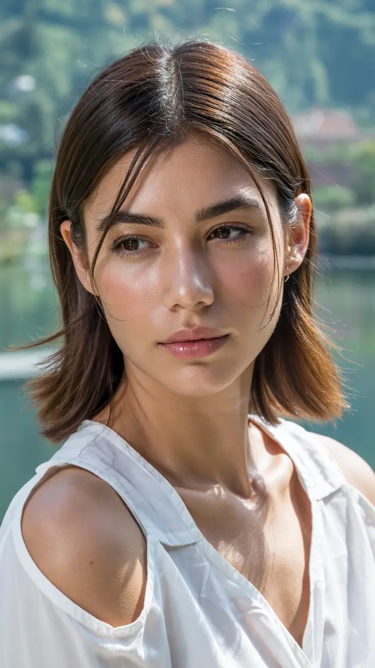 haircuts for thin fine hair 2026 Glossy Micro-Mid Bob with Center Part