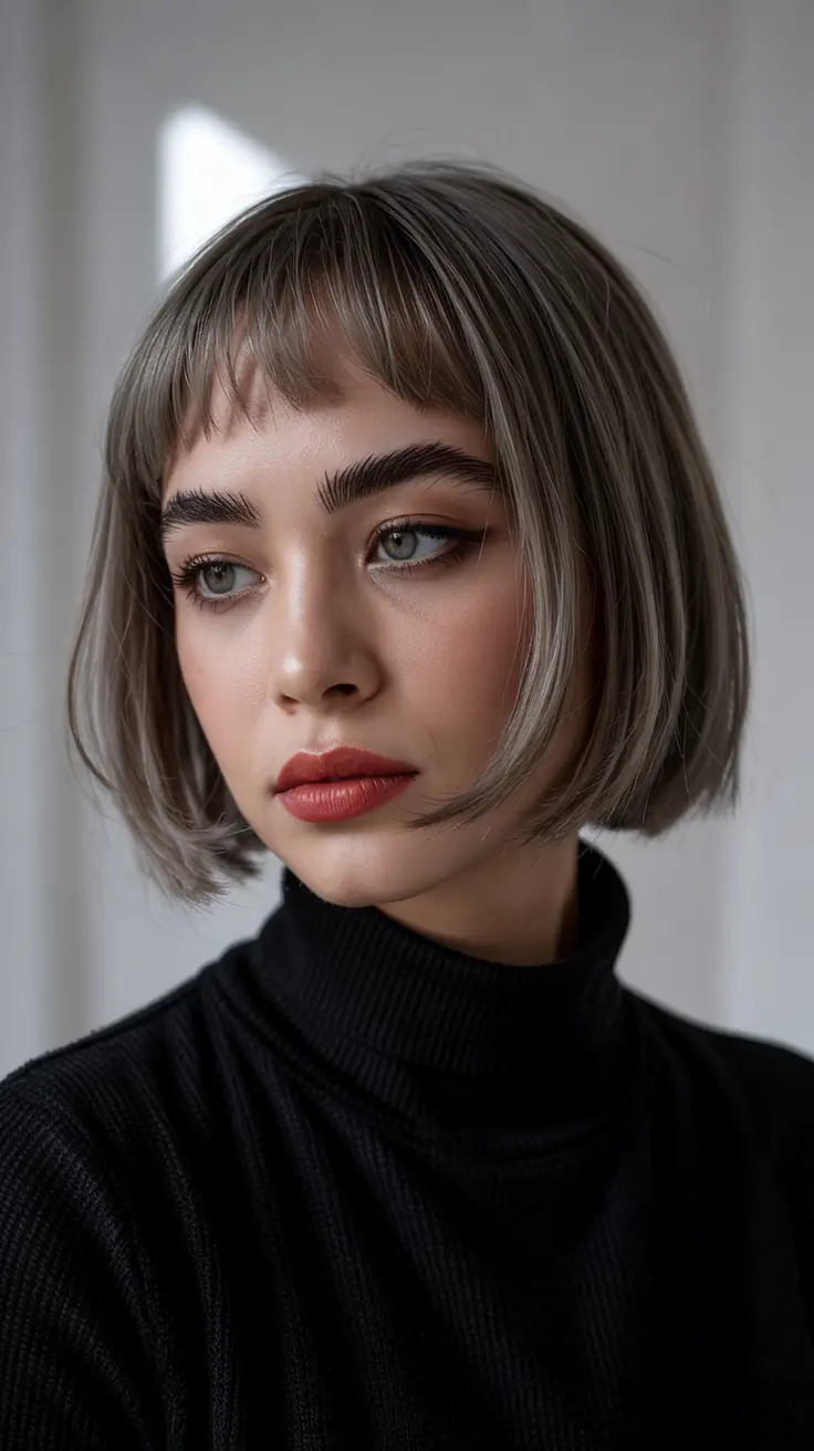 haircuts for thin fine hair 2026 Chic Micro-Bob with Baby Bangs