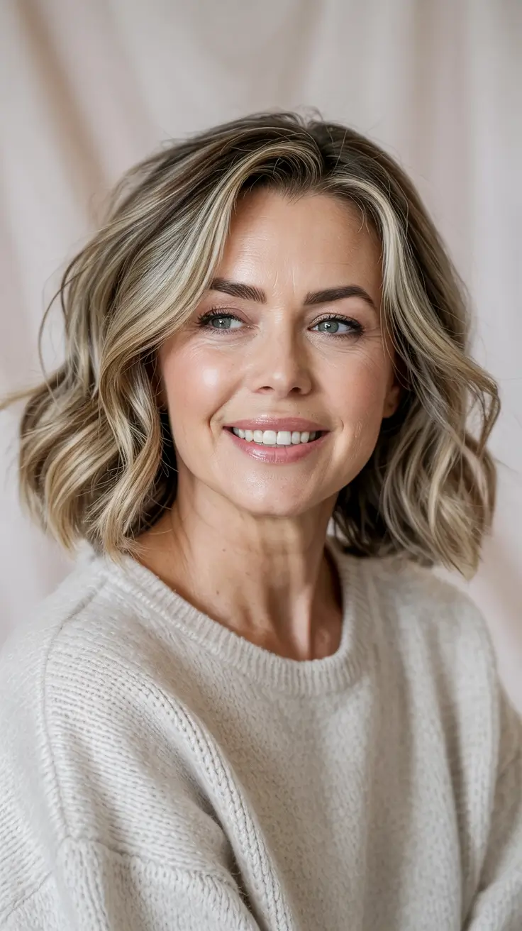 Haircuts for Women Over 40 - Choppy Bob with Light Blonde Balayage
