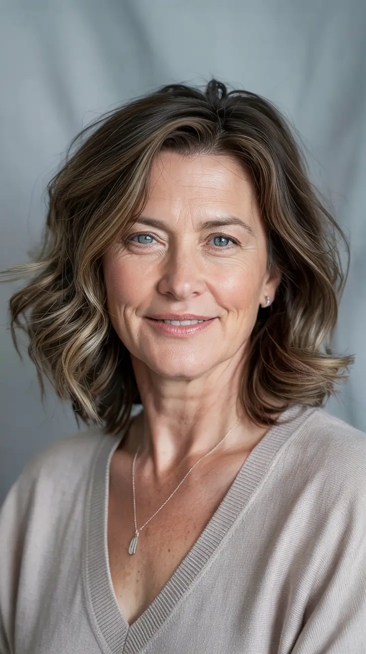 Haircuts for Women Over 40 - Short Textured Bob with Ashy Balayage