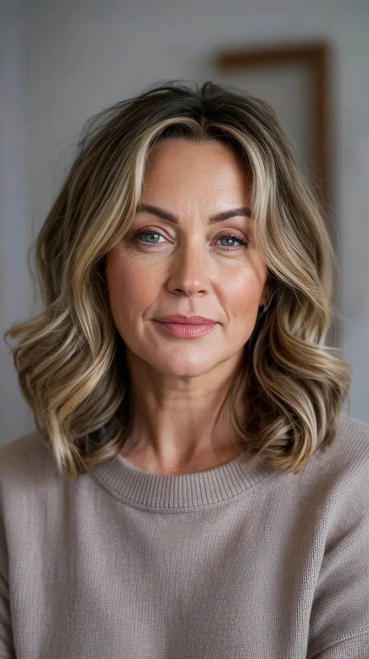 Haircuts for Women Over 40 - Blended Highlights with Breezy Texture