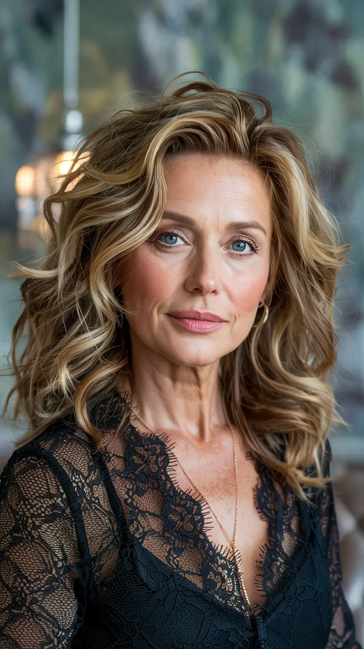Haircuts for Women Over 50 - Glamorous Volume with Golden Curls