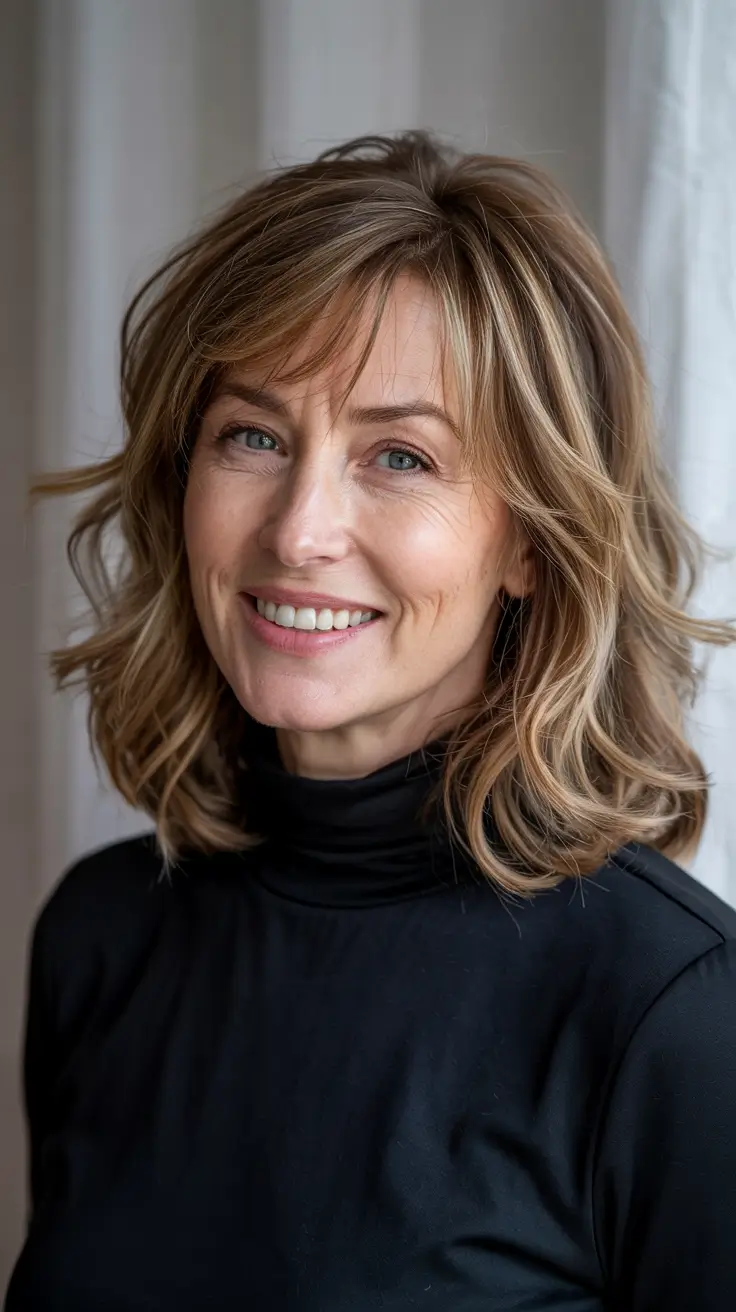 Haircuts for Women Over 50 - Undone Bob with Playful Bangs