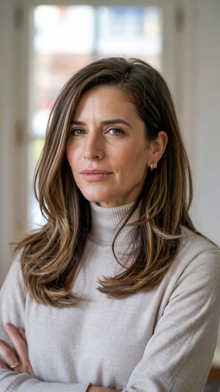 Haircuts for Women Over 50 - Layered Length with Soft Face-Framing