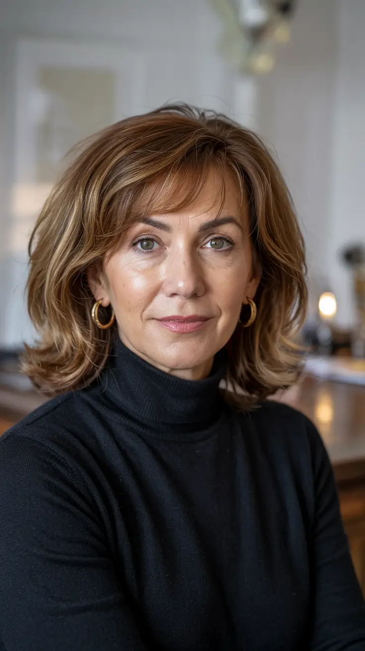 Haircuts for Women Over 50 - The Rounded Bob with Curtain Bangs