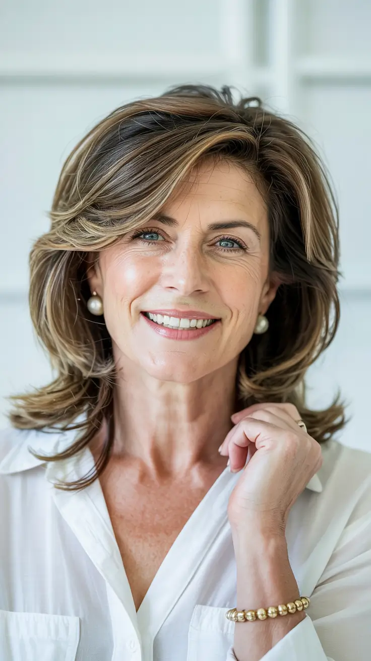 Haircuts for Women Over 50 - Voluminous Layers with a Side Sweep