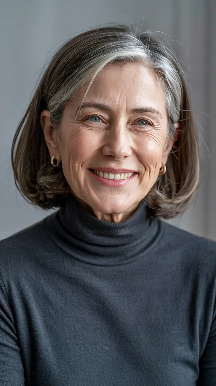 Haircuts for Women Over 60 - ideas 2026+Sleek Classic Bob with Silver Highlights