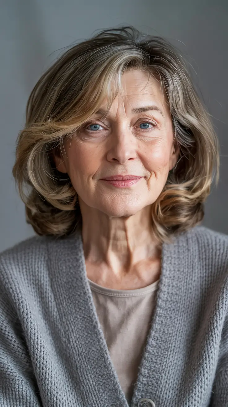 Haircuts for Women Over 60 - ideas 2026+Layered Blowout with Honey Blonde Dimension