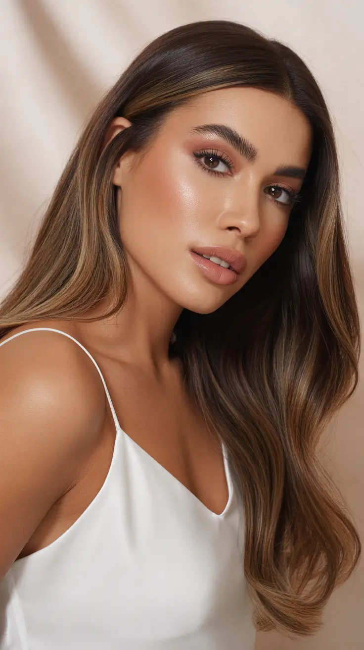 haircuts inspo - ideas 2026+Long Sleek Waves with Soft Money Piece