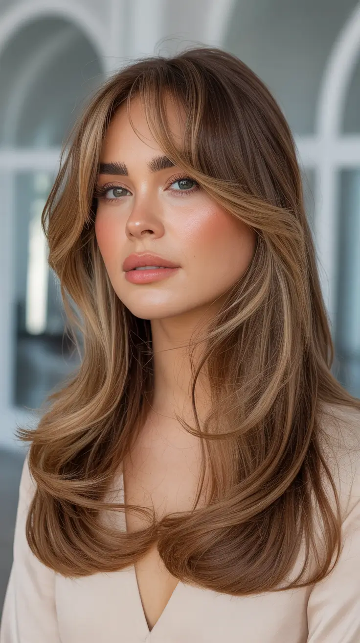 haircuts inspo - ideas 2026+Butter Blonde Layers with Soft Curtain Bangs