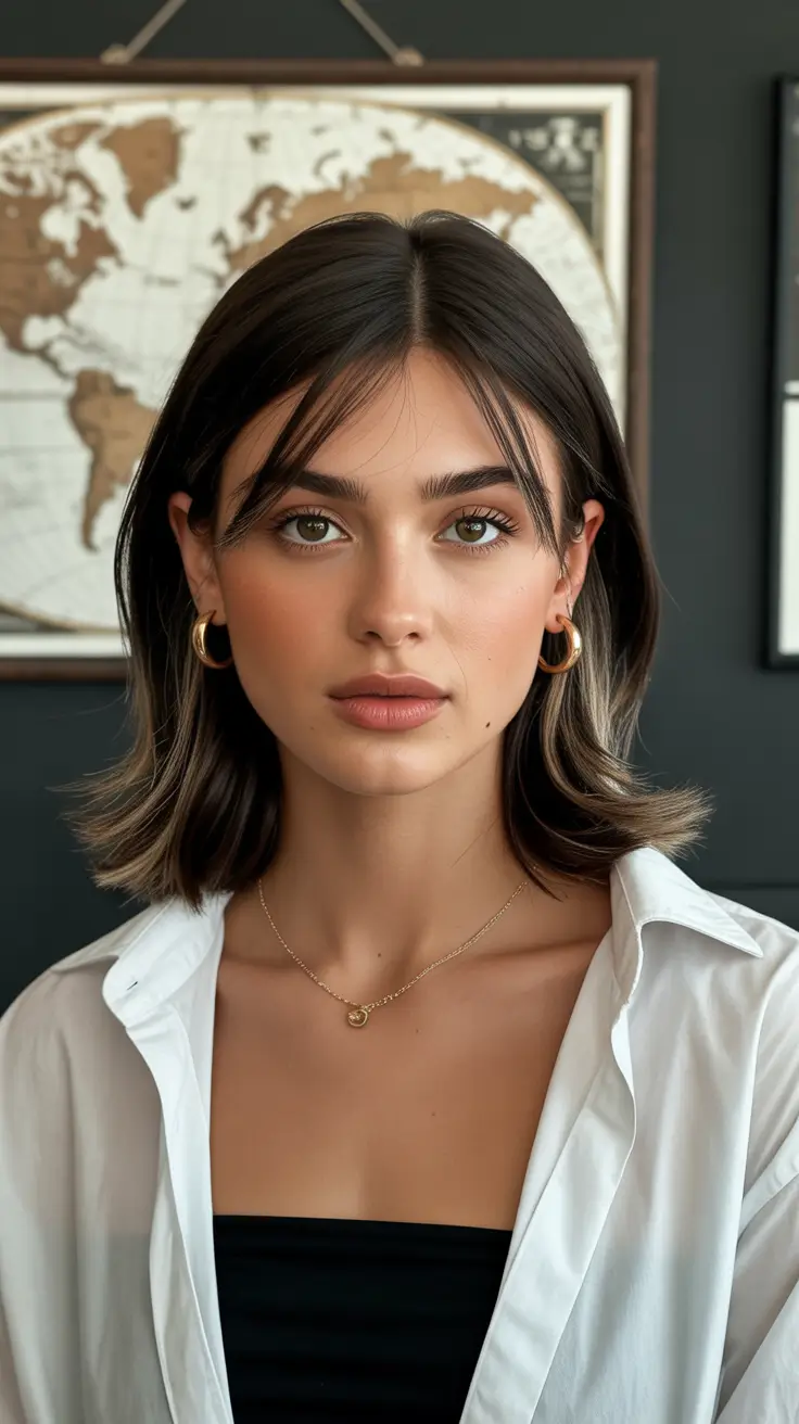 haircuts with bangs - ideas 2026 Blunt Bob with Barely-There Curtain Bangs