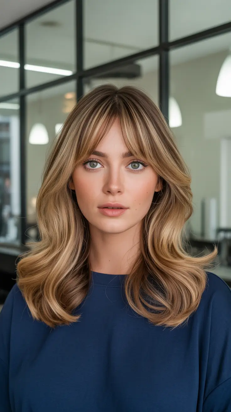 haircuts with bangs - ideas 2026 Blonde Luxe Layers with Long Curtain Bangs