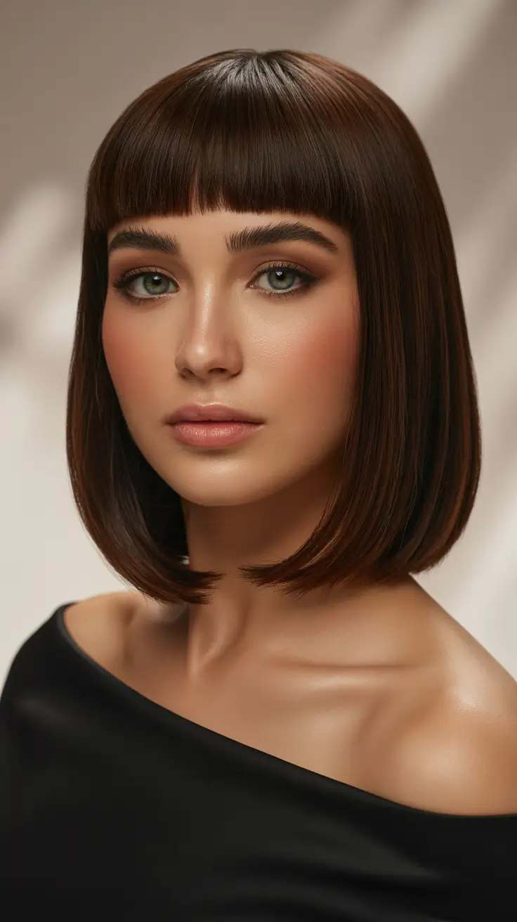 haircuts with bangs - ideas 2026 Glossy Bob with Micro Bangs