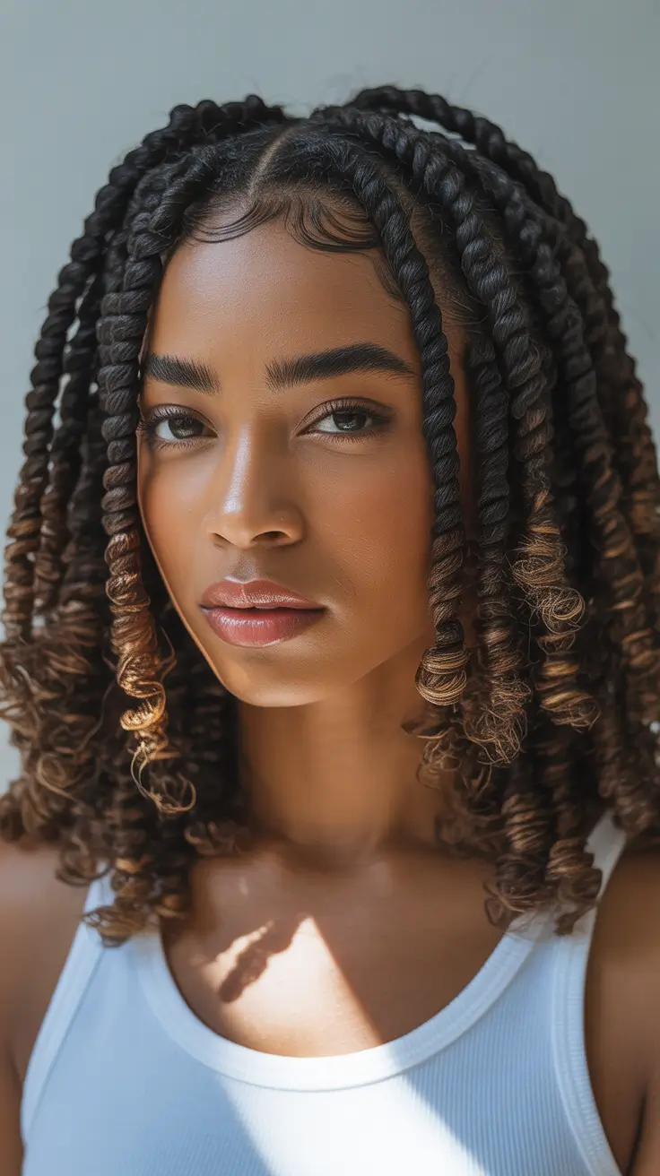 hairstyle black women 2026+Shoulder-Length Two-Strand Twists with Ombre Ends