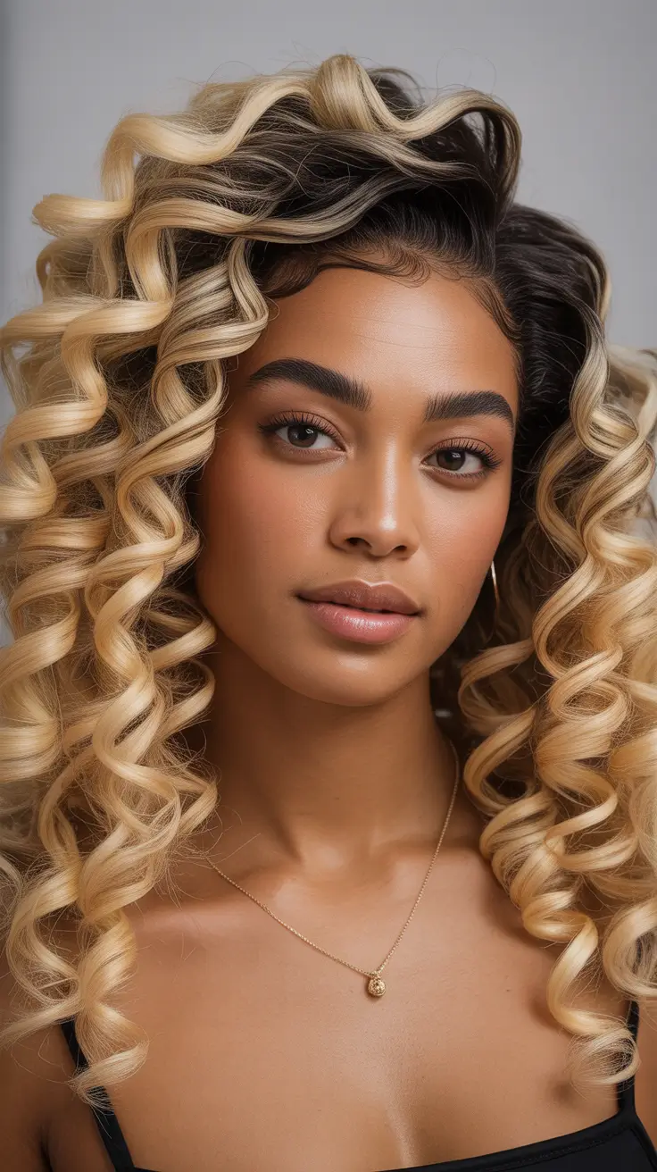 hairstyle for black women 2026+Bombshell Blonde: Voluminous Curls with a Twist