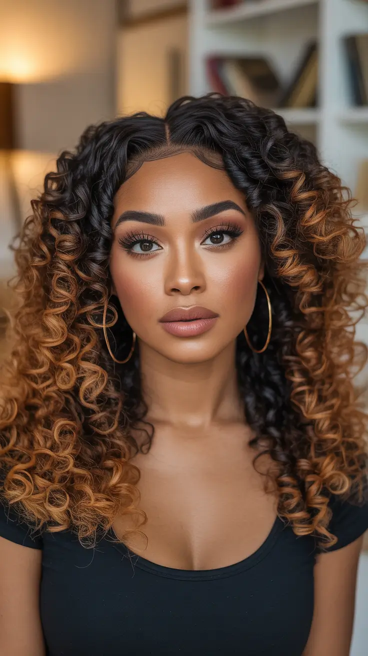 hairstyle for black women 2026+Ombre Curls: Warm Spice with Major Definition