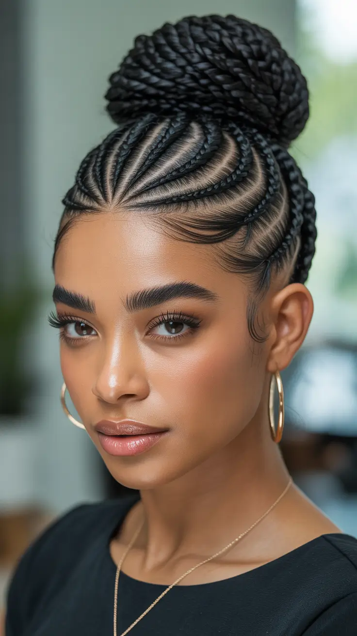 hairstyle for black women 2026+Precision Braided Bun: Clean Lines and Sleek Finish