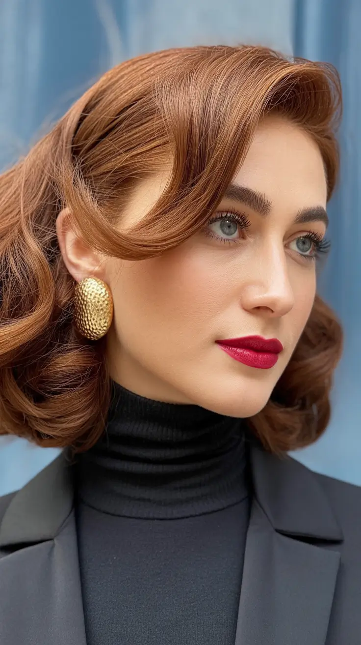 Hairstyles Ideas 2026 Retro Power Bob in Copper Red