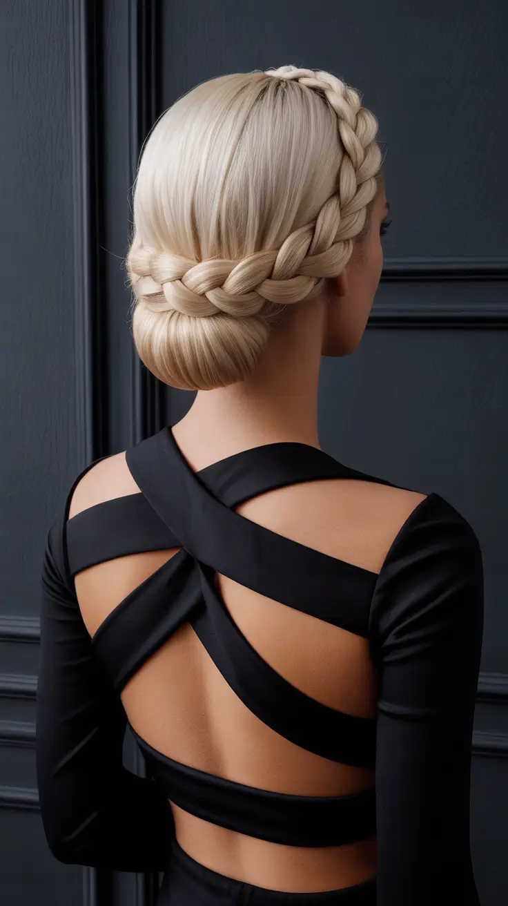 Hairstyles Ideas 2026 Sculpted Crown Braid into Sleek Chignon