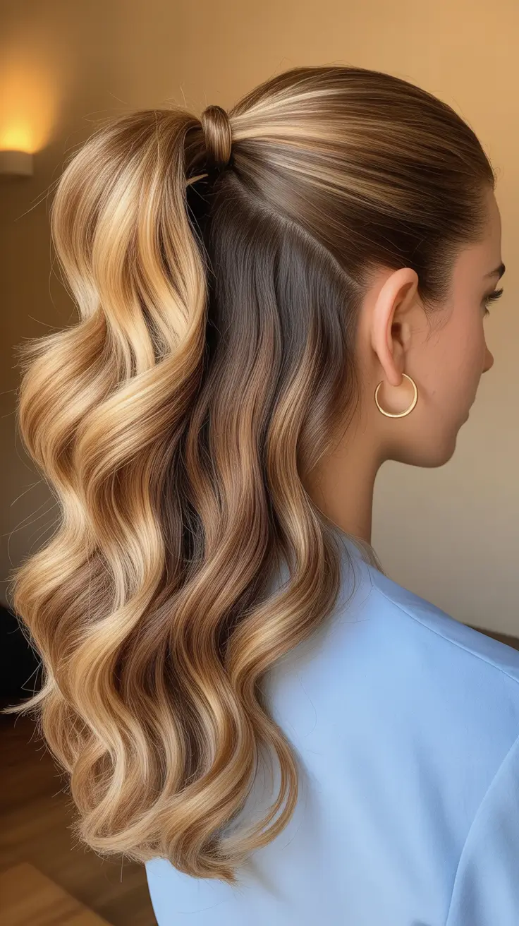 half up half down hairstyles 2026+Sleek Wrapped Pony with Dimensional Ribbons