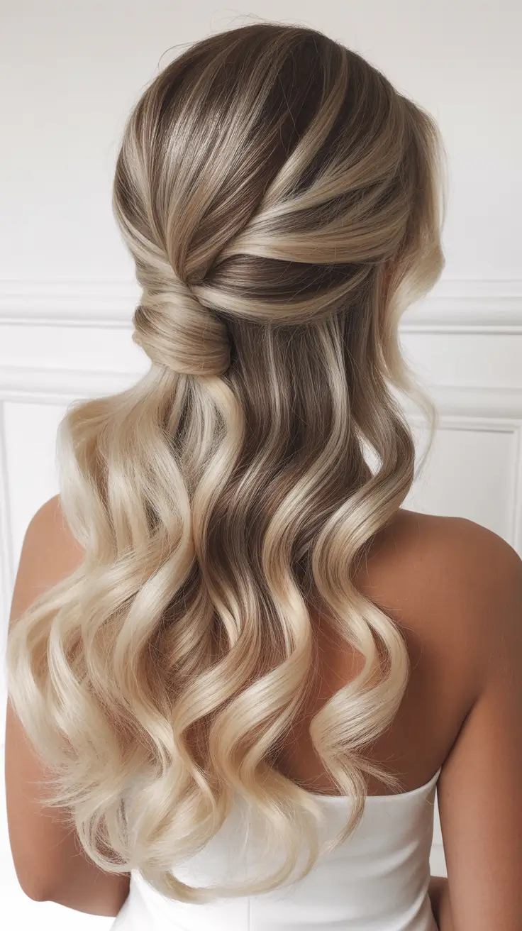 half up half down hairstyles 2026+Twisted Center Knot with Soft Vanilla Highlights