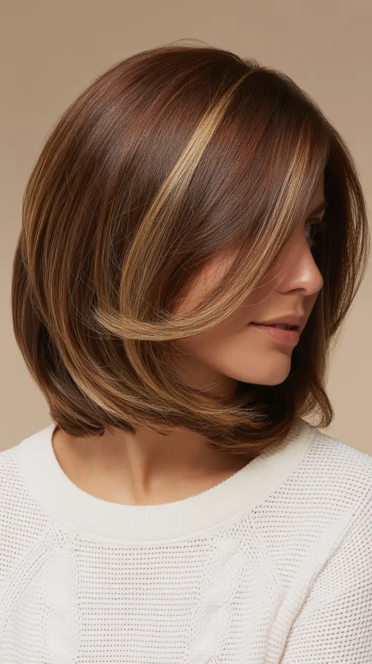 lob haircut ideas 2026 - Glossy Layers with a Peekaboo Pop