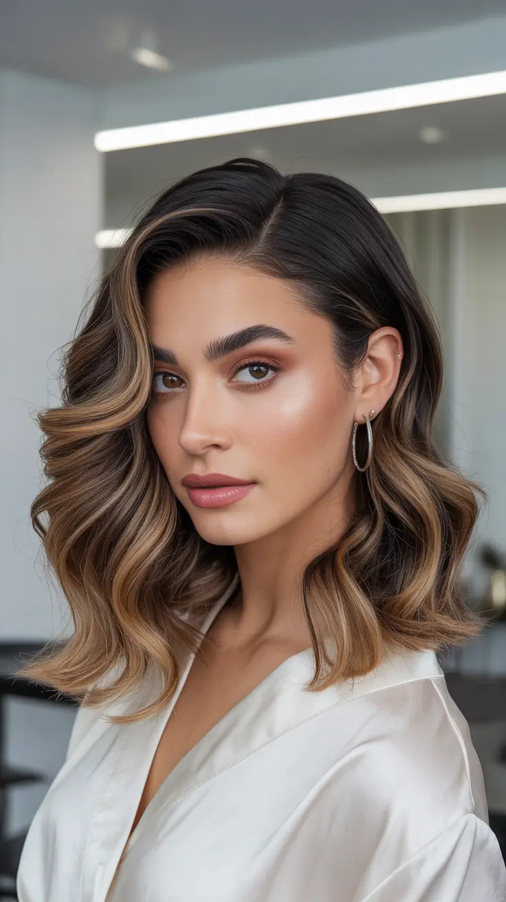 lob haircut ideas 2026 - Sculpted Hollywood Waves with Face Framing