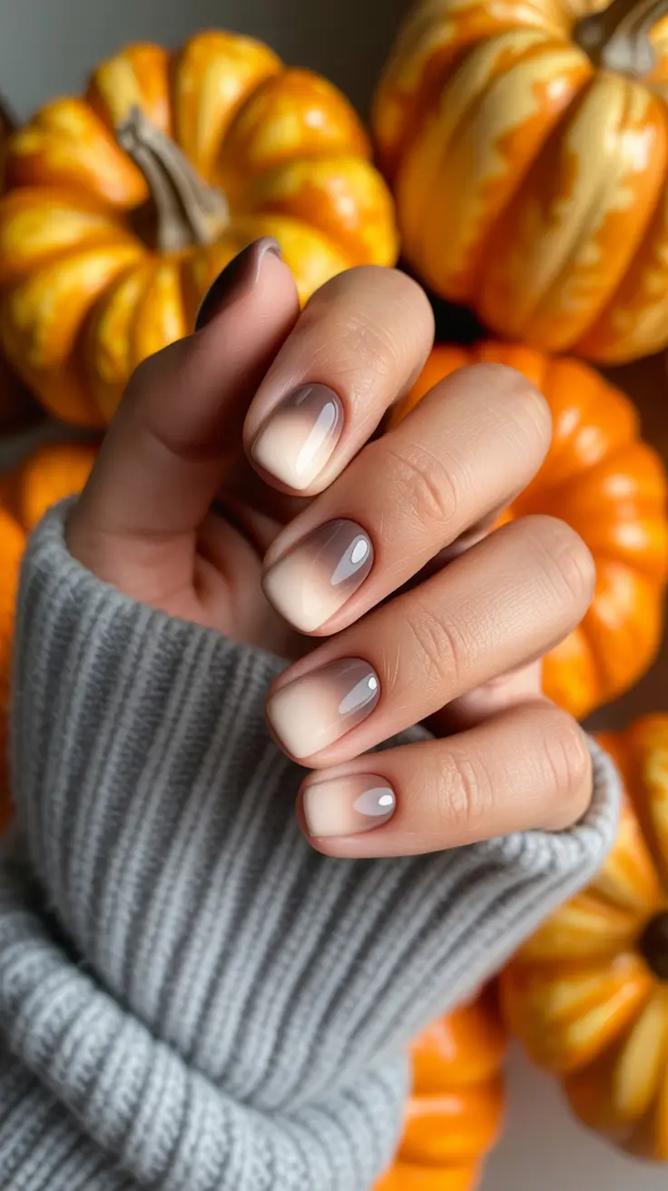 neutral nail designs 2026 Toasted Gradient Neutrals with Dot Detail