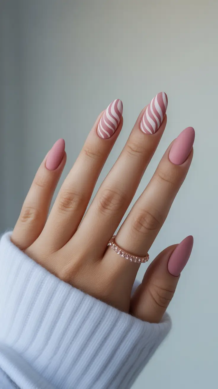 pink nails 2026 Matte Mauve with a Swirl of Sass