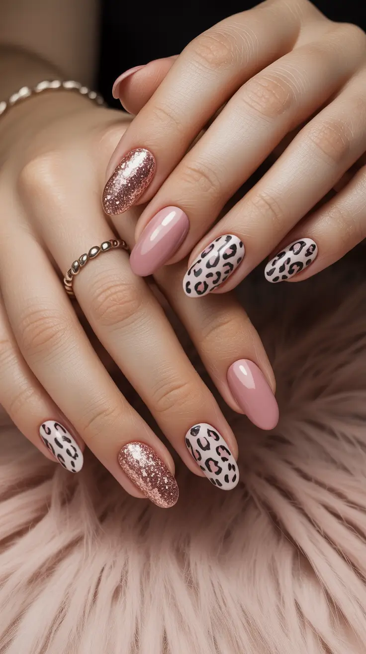 pink nails 2026 Soft Safari with Rose Gold Shine