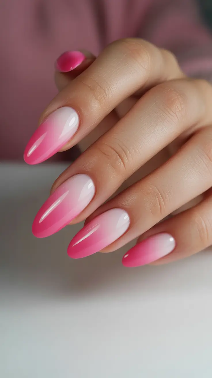pink nails 2026 Barbiecore Ombre Dream