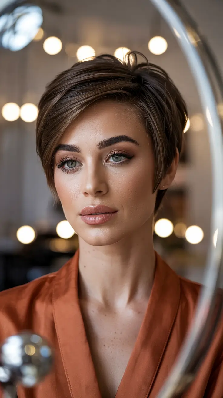 pixie haircut 2026 Precision Side-Swept Pixie With Smooth Layers