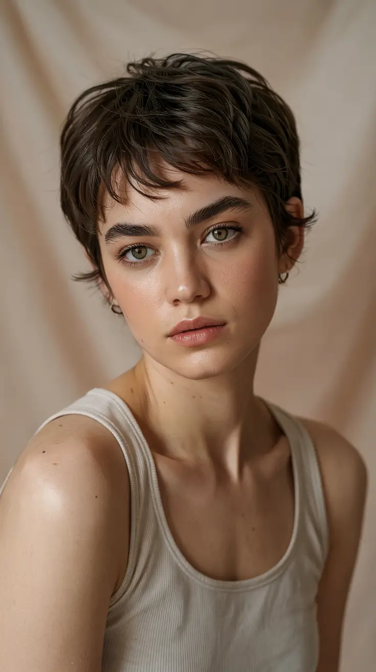 pixie haircut 2026 Soft Tapered Pixie With Baby Bangs