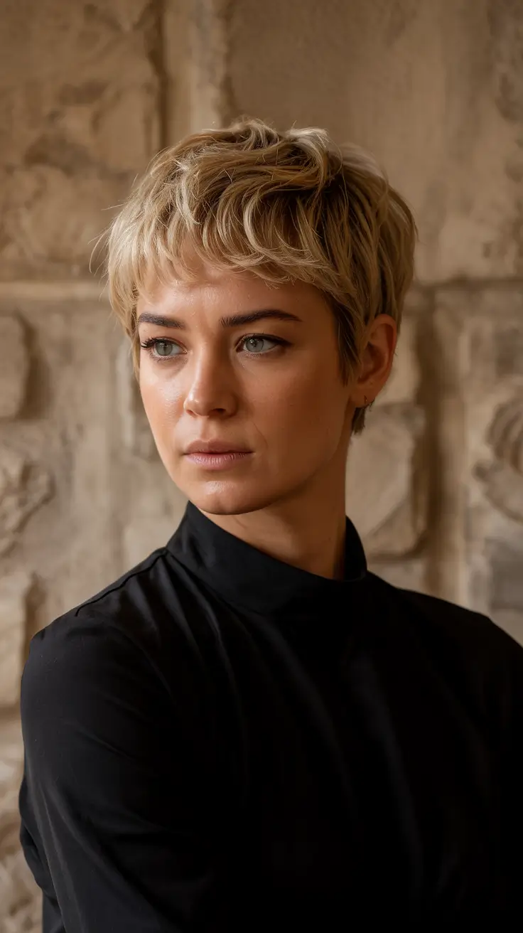 pixie haircut 2026 Textured Crop With Mini Fringe