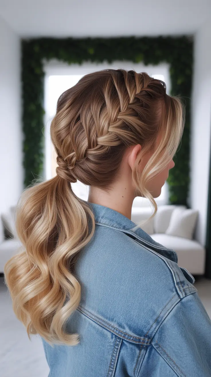 ponytail hairstyles 2026 Soft French Braids into Casual Volume