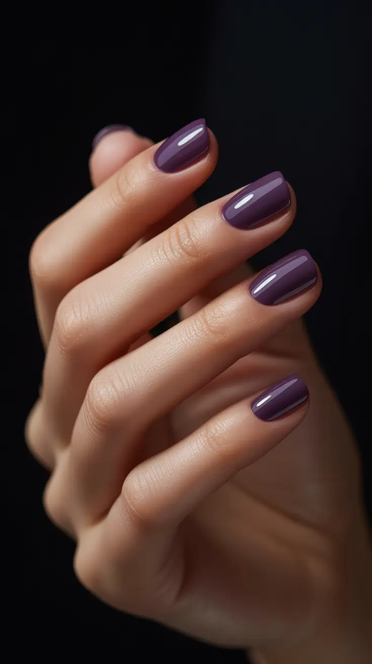 purple nail designs 2026 Muted Plum Minimalism On Short Nails