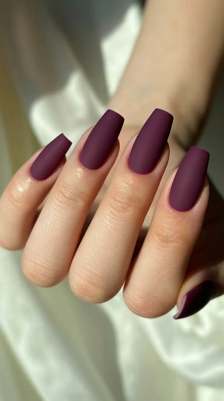 purple nail designs 2026 Matte Plum As A Quiet Power Move