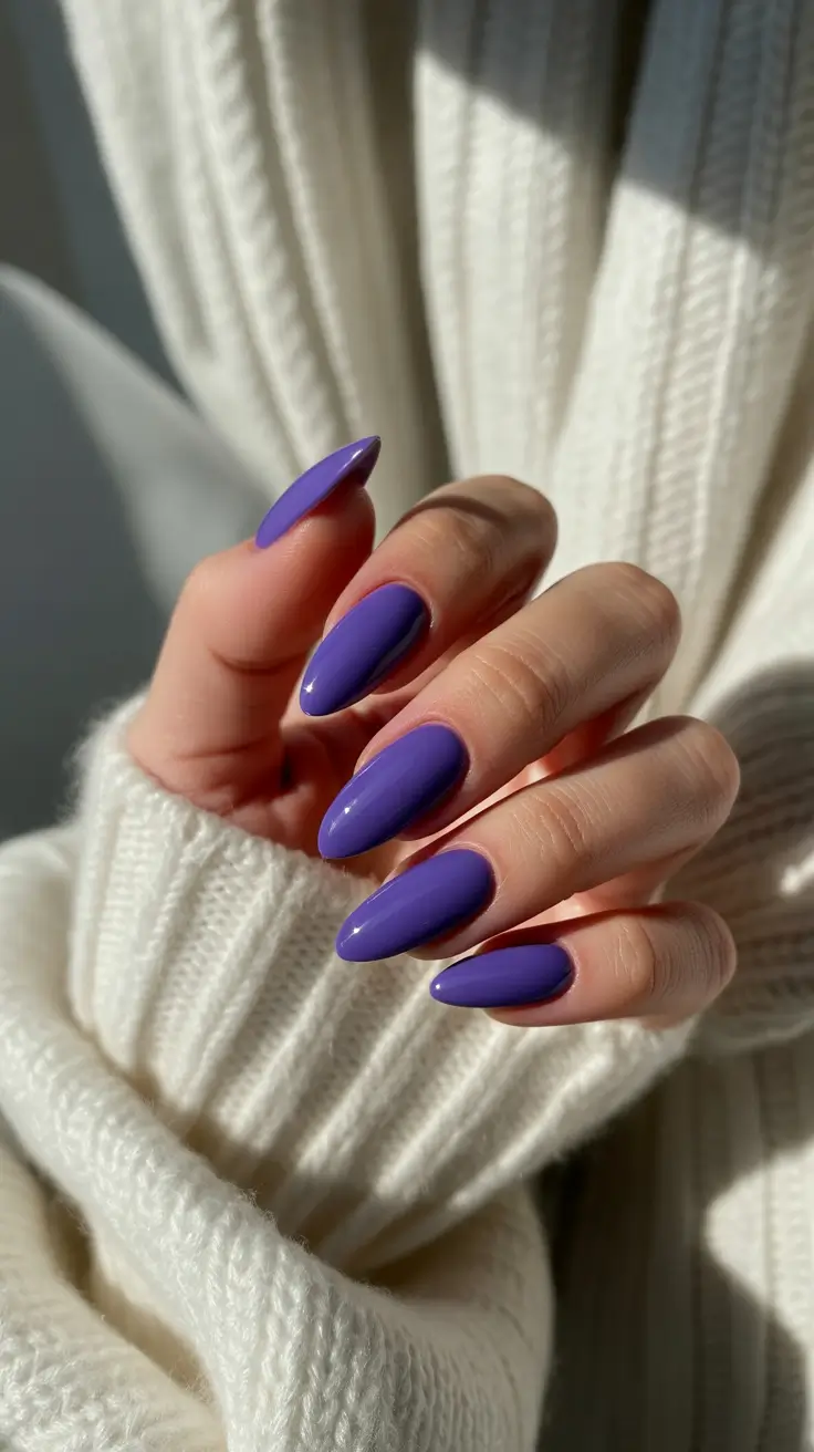 purple nail designs 2026 Clean Periwinkle Purple With Soft Everyday Shine