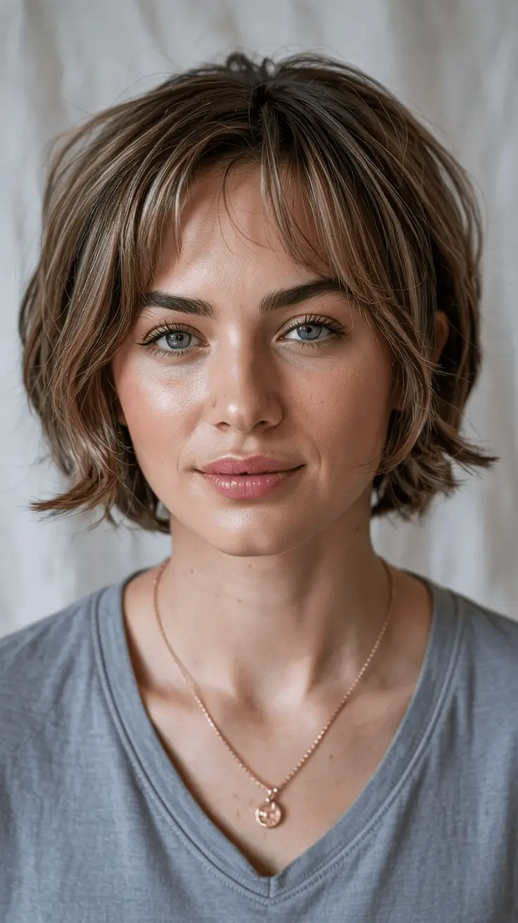 Short Haircuts 2026 Classic Soft Bob with Grown-Out Curtain Bangs