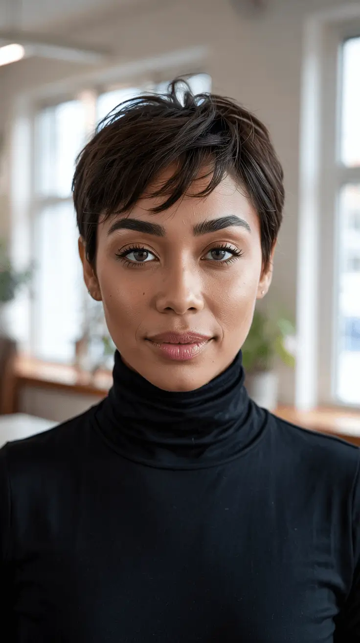Short Haircuts 2026 Sleek and Sculpted Espresso Pixie