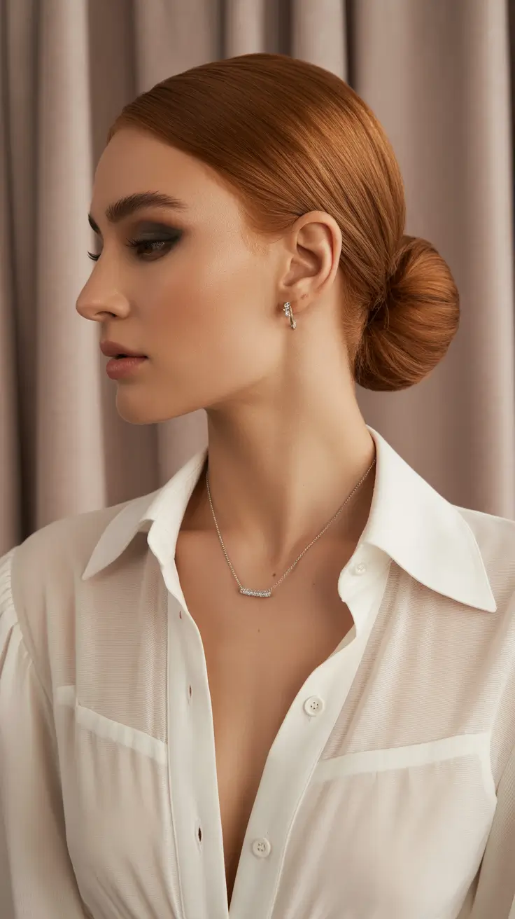 short hairstyles 2026 Low Sleek Bun with a Couture Twist