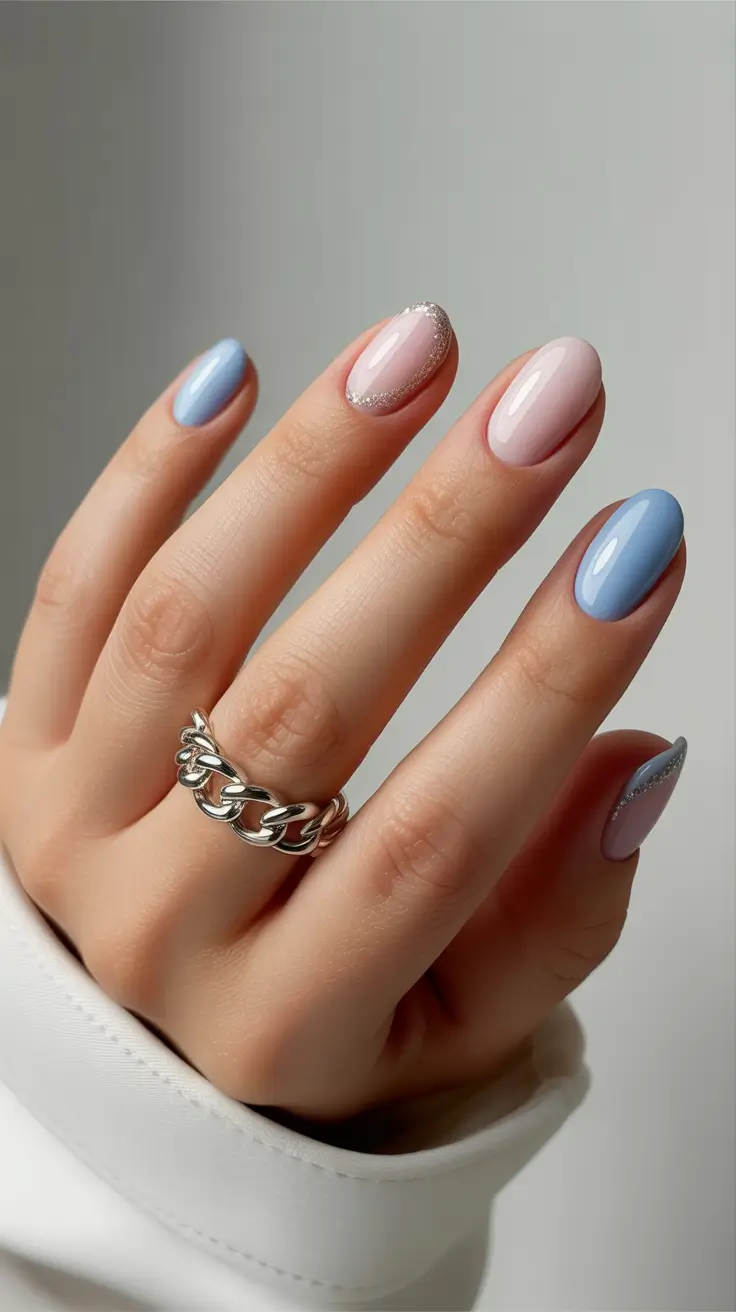 short nails 2026 Frosted Sky Candy