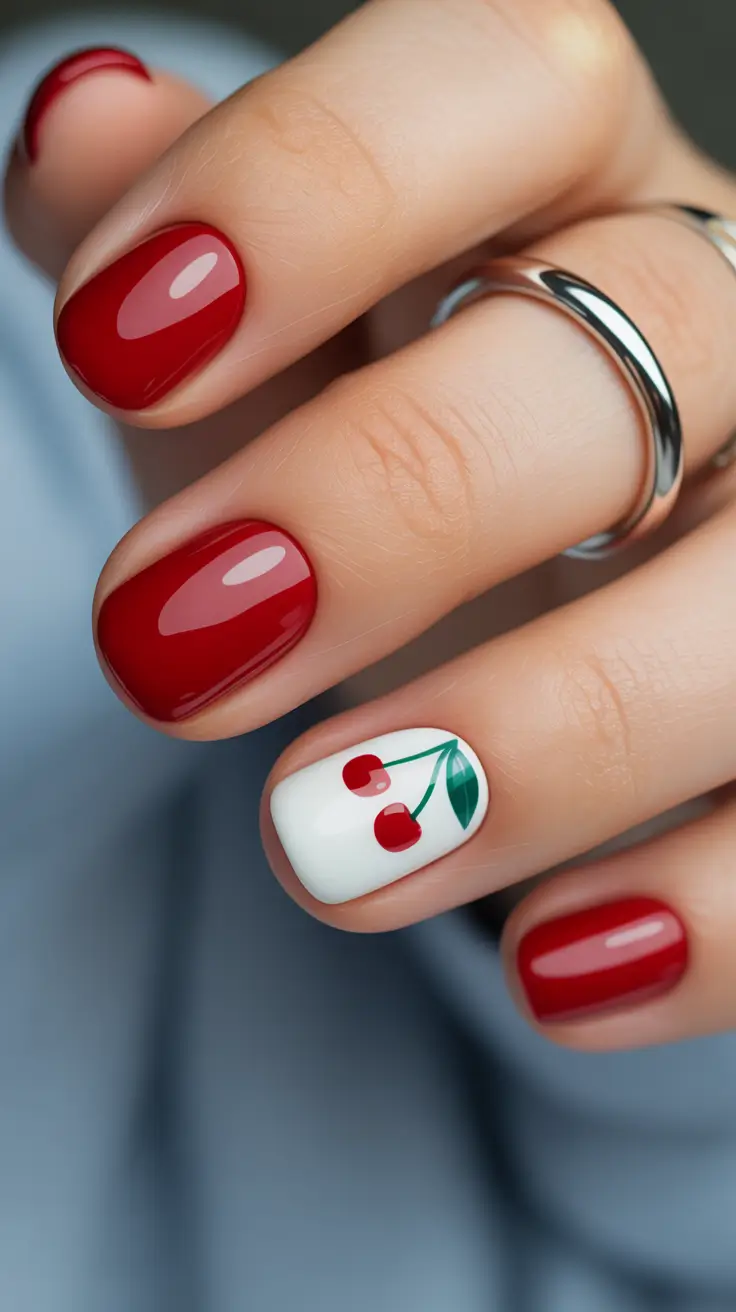 short nails 2026 Cherry Chic Again