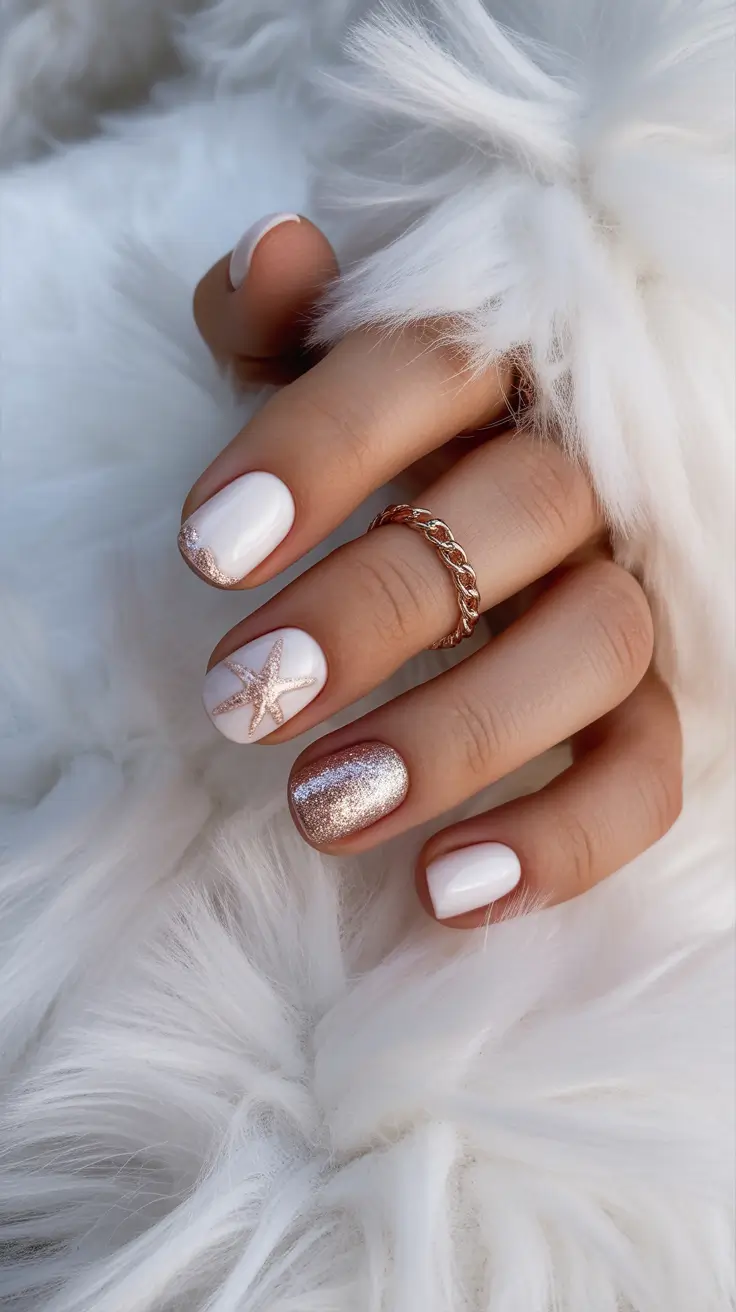 short nails 2026 Beach Luxe with a Starfish Kiss