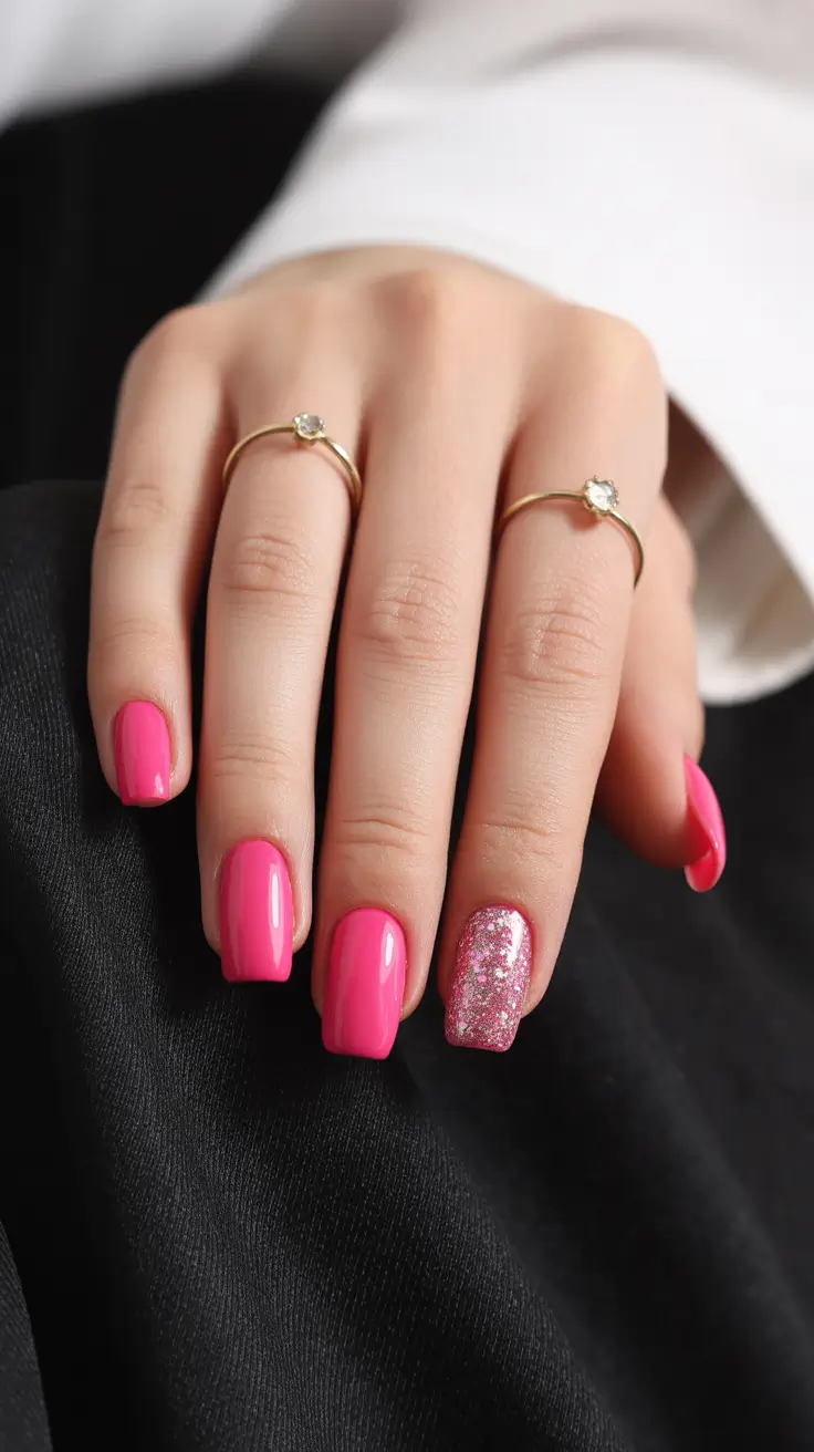 short nails 2026 Pink Pop and Glitter Punch