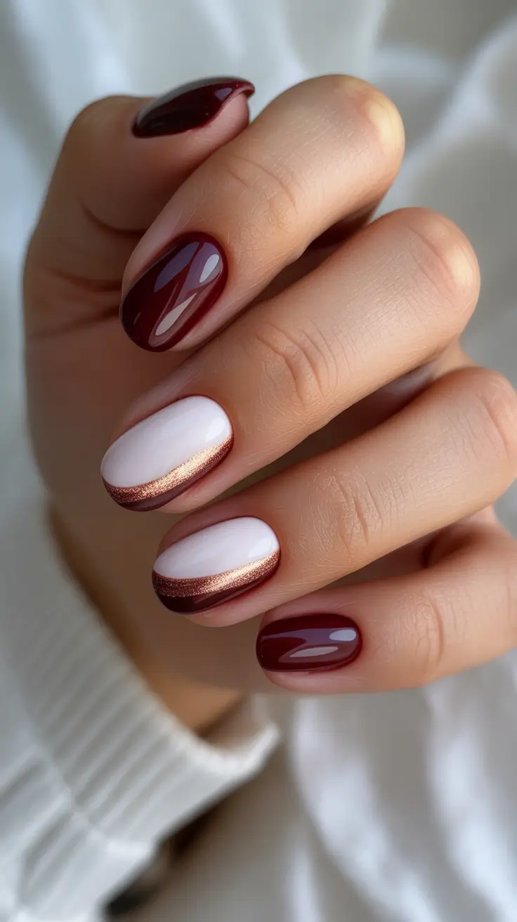 short nails 2026 Wine & Copper The Power Combo