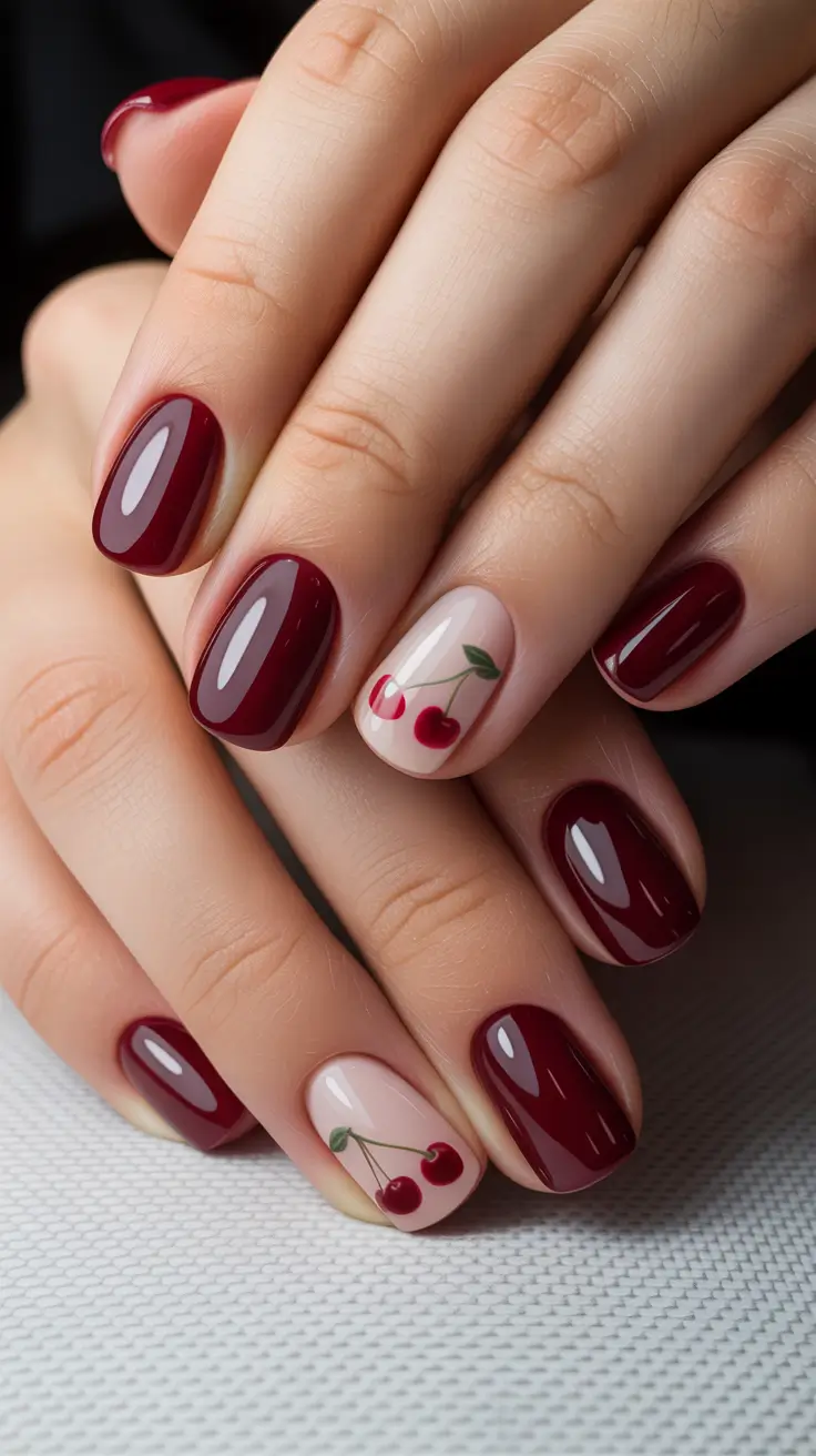 short nails 2026 Cherry Pop Realness