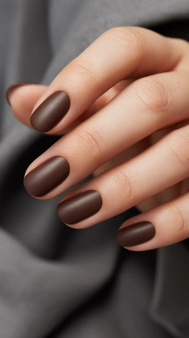 simple nail designs 2026 Velvety Matte Chocolate